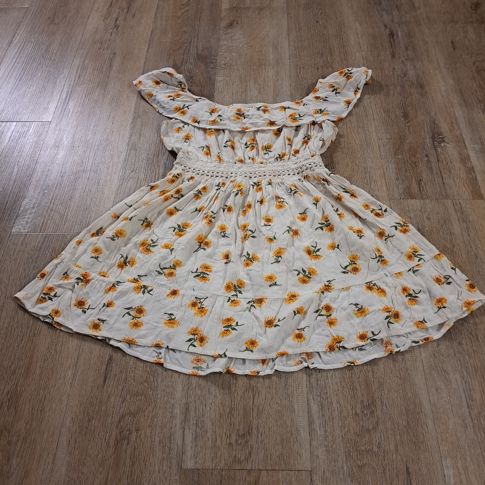 Derek Heart Floral Sundress Dress Cream Yellow Green Women's Size Small